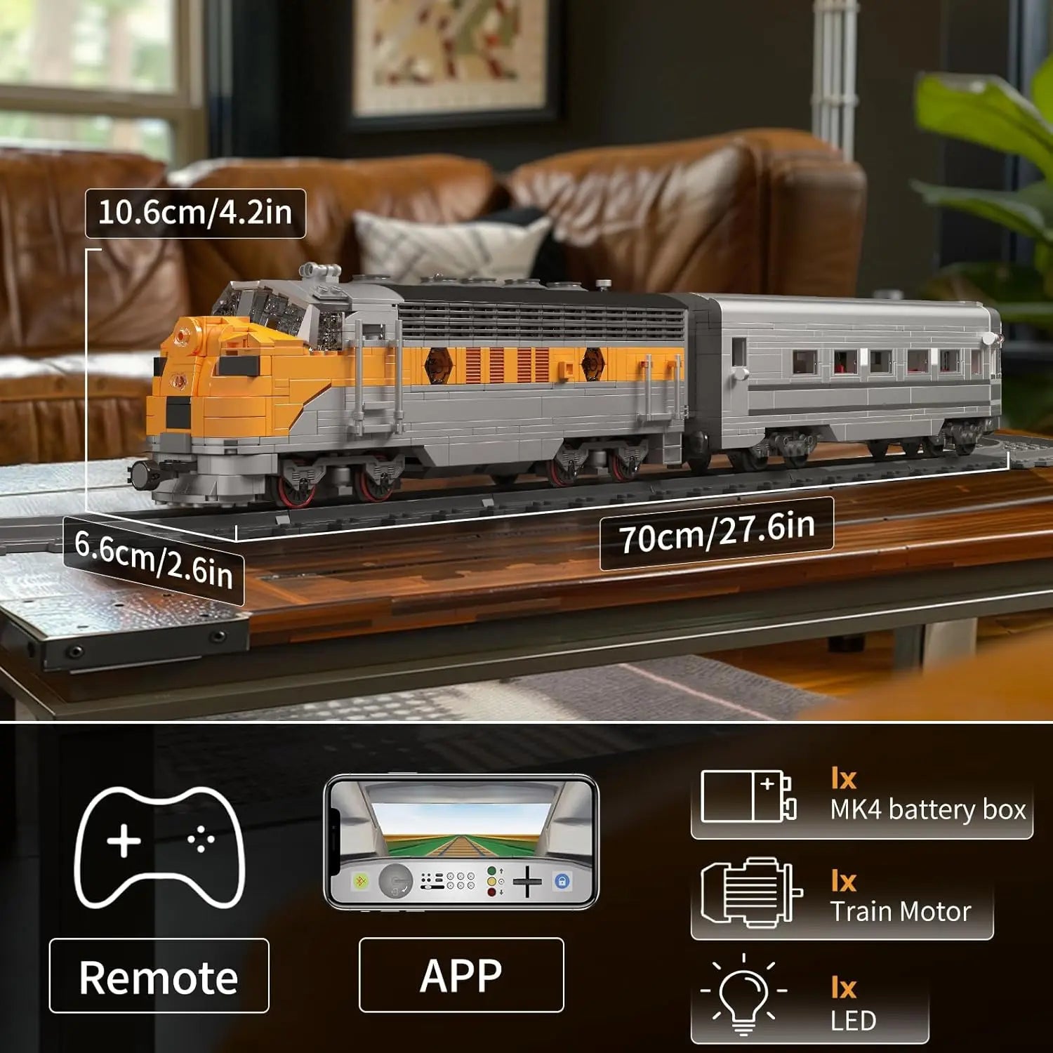 🚆✨ Electric Buildable Train Set – 1541 Pieces, LED Lights, Remote Control, Magnetic Cars