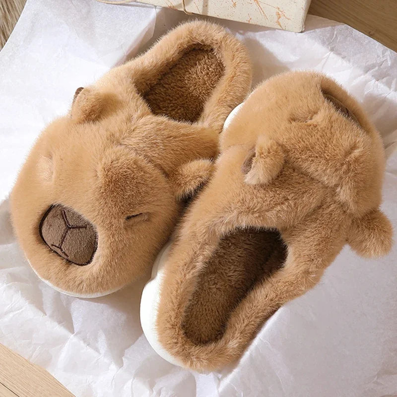 🦫✨ Cute Beaver Slippers – Soft & Cozy Unisex Home Slippers (Brown / Khaki)