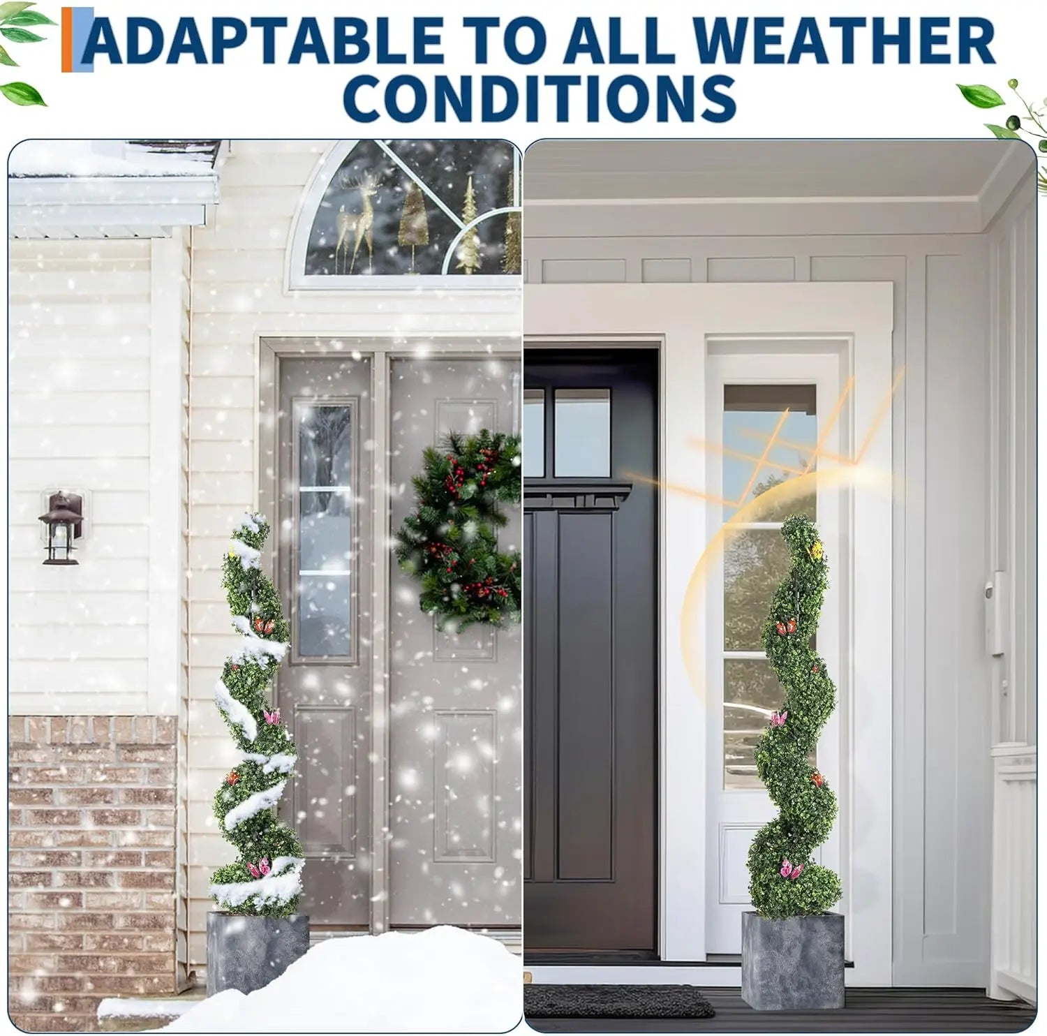 Artificial Spiral Topiary Tree 🌿🌀 | Faux Plant w/ Butterfly (Indoor/Outdoor)