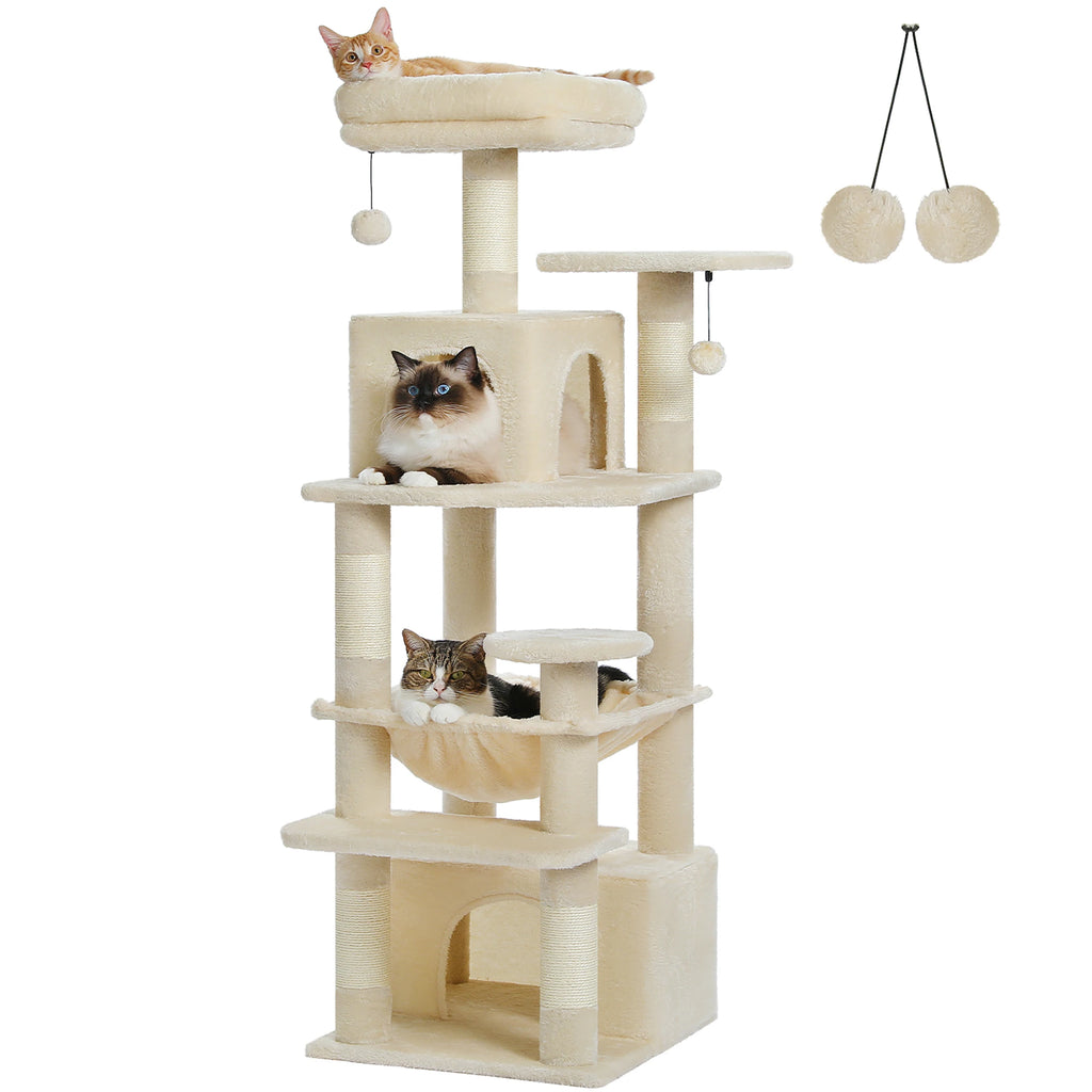 Large Cat Tree Tower 🐱🏡 | Scratching Posts + Hammock + Toys (136/164/184cm)