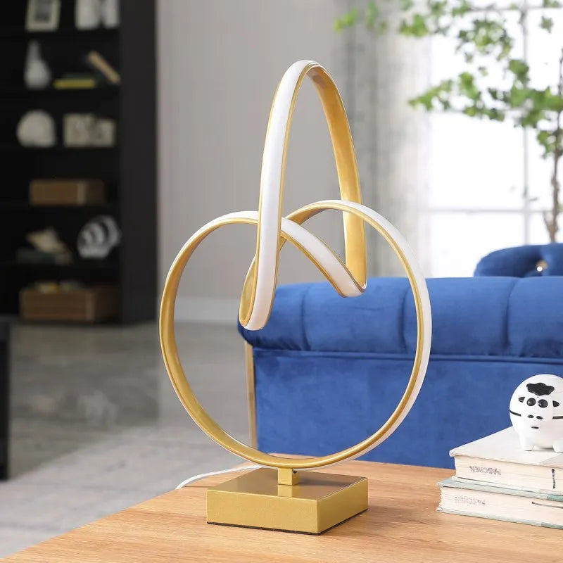 Abstract Infinity LED Table Lamp ✨💛 | Modern Twisted Light (Gold, 19”)