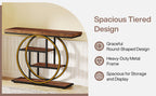 Modern 2-Ring Console Table ✨⭕ | 2-Tier Shelves + Wood Top (5 Colors)