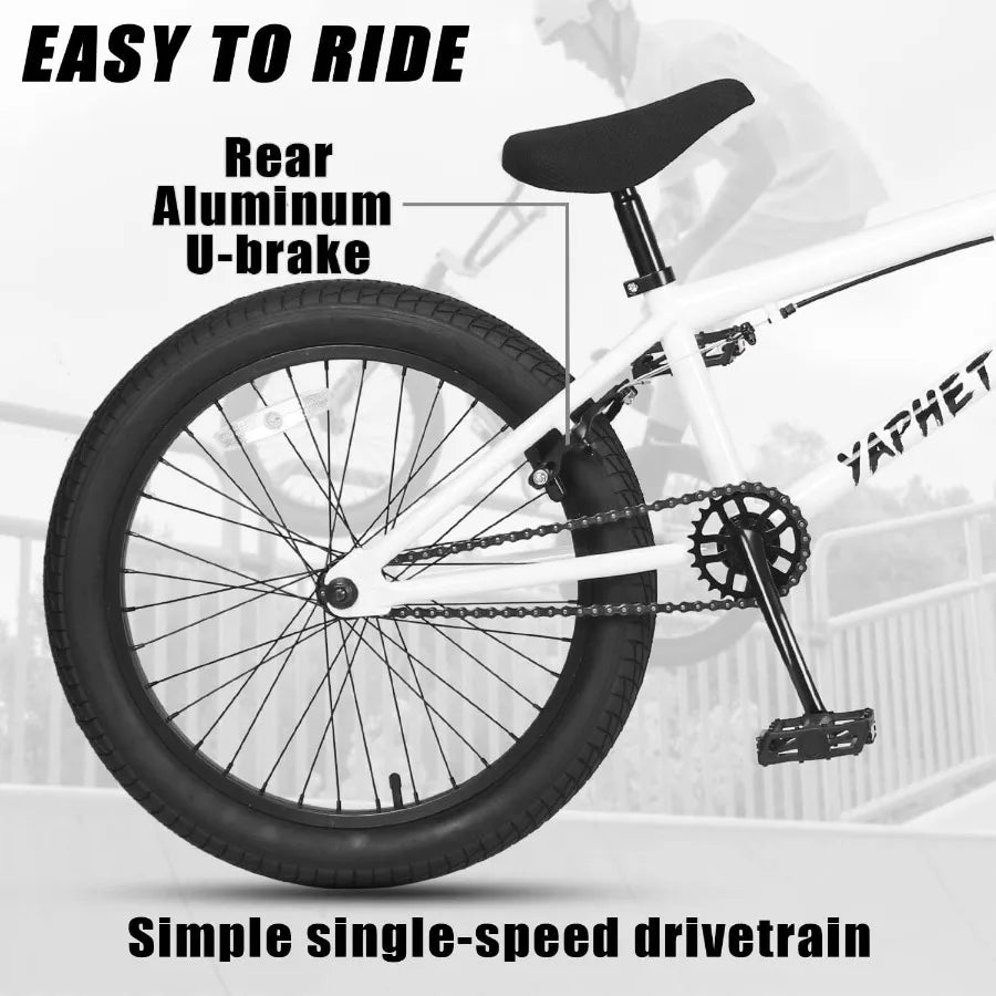 🚴‍♂️🔥 Freestyle BMX Bike 20 Inch – Durable High-Tensile Frame, Lightweight Trick Bike (White)