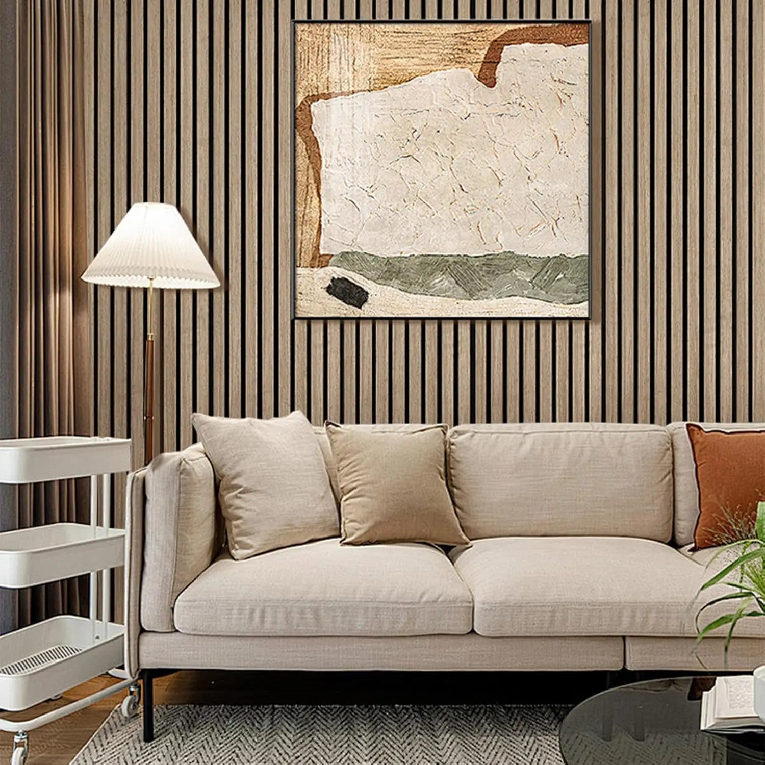 Walnut Wood Slat Acoustic Panel 🎙️🤎✨ | 3D Fluted Sound-Absorbing Wall Decor (94.5”×12.6”)