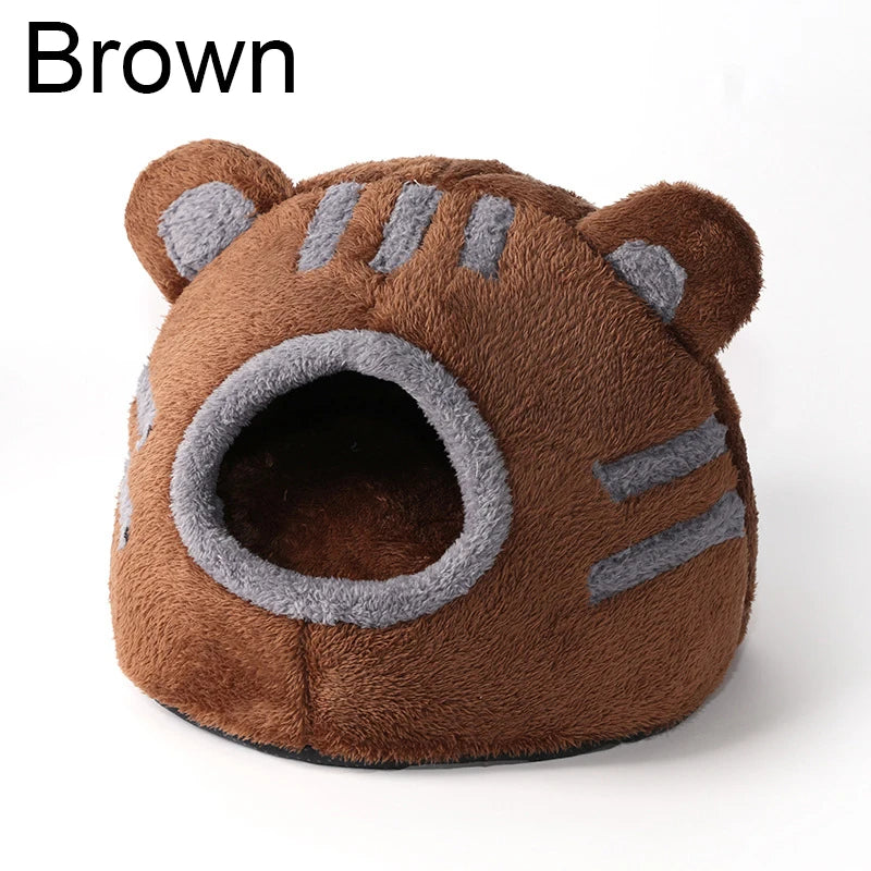 Teddy Ear Pet Nest Bed 🧸🐾✨ | Cozy Cat Cave (S/L, Grey/Brown)