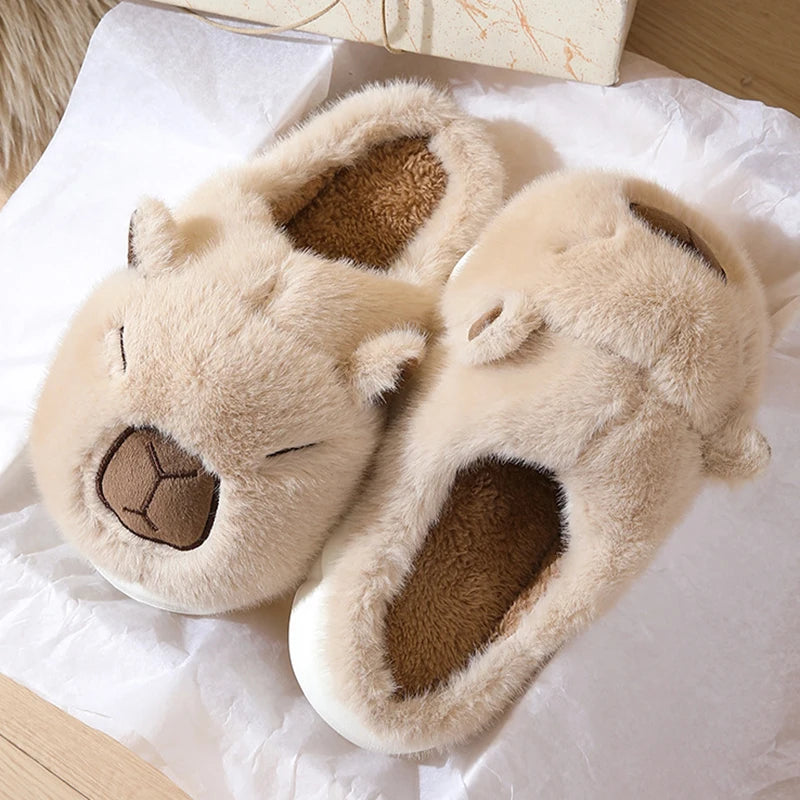 🦫✨ Cute Beaver Slippers – Soft & Cozy Unisex Home Slippers (Brown / Khaki)