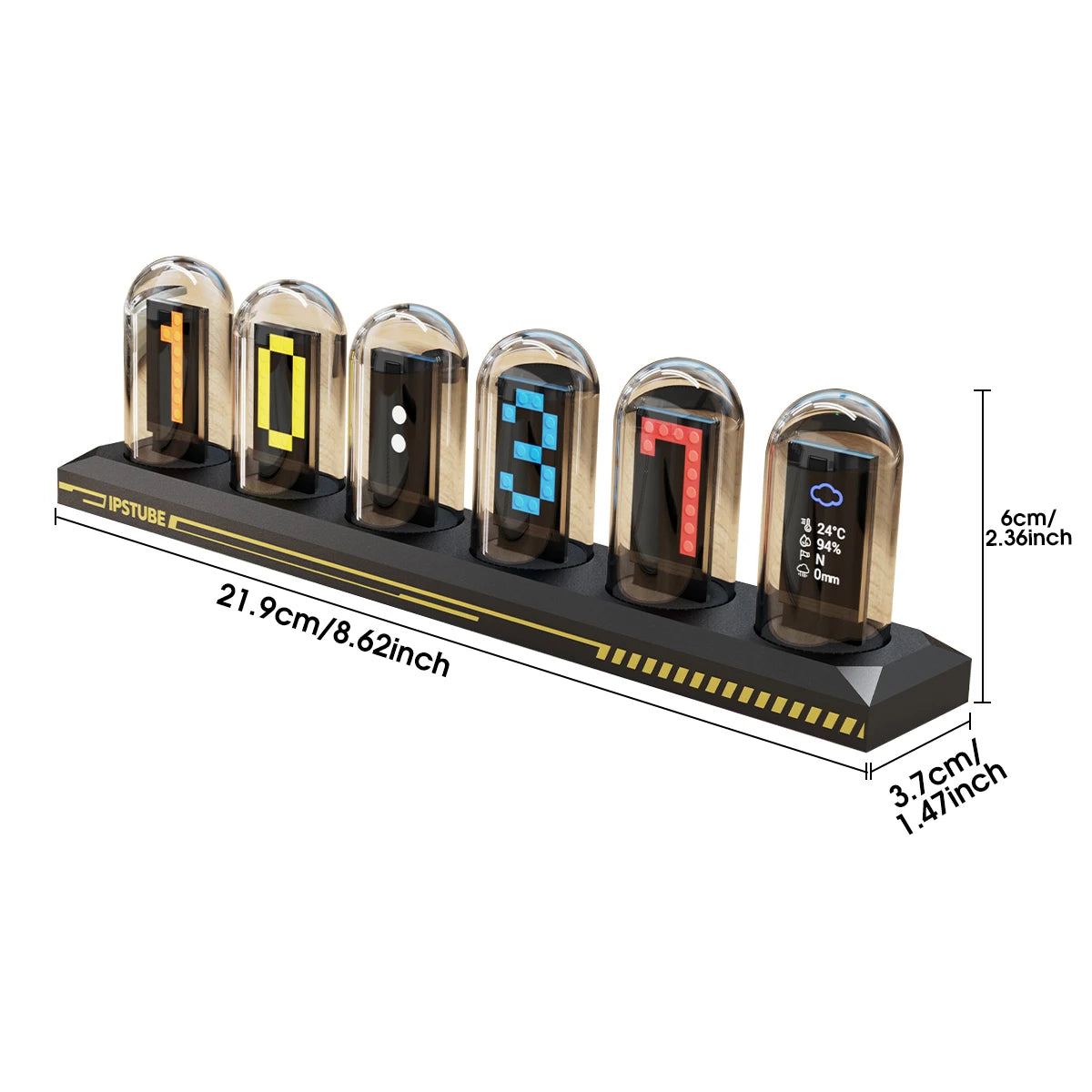 Tube Style Digital Clock ✨⏰ | IPS Color Screen + Neon Glow (RGB Base Option)