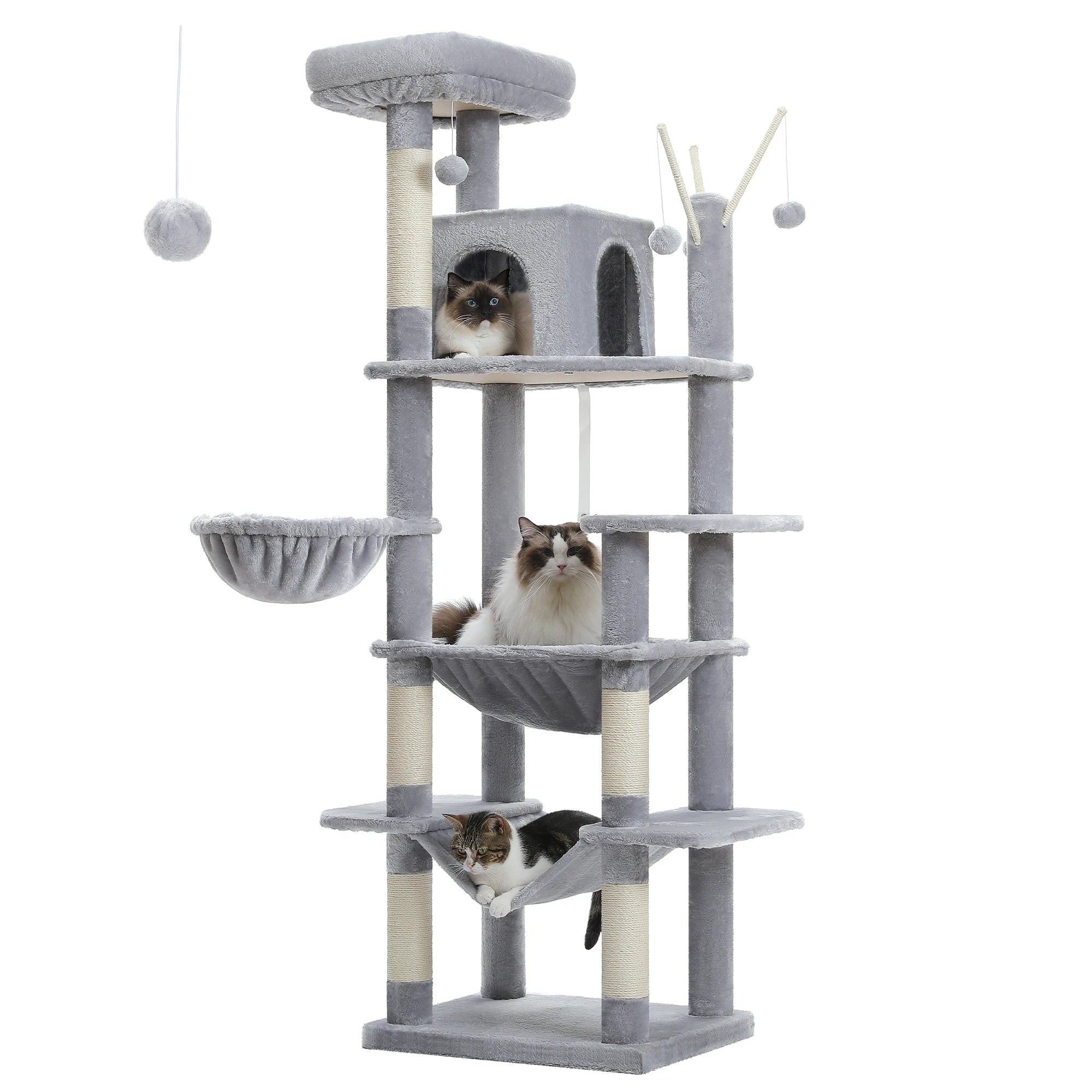 175cm Large Cat Tree Tower 🐱✨ | Multiple Cubbies + Hanging Toys (9 Color Options)