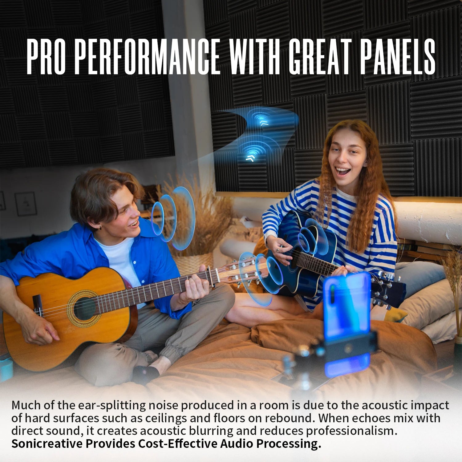 52-Pack Acoustic Foam Panels 🎙️🎧 | 12”×12” Soundproof Wall Tiles for Studio