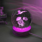 3D Jellyfish Crystal Ball Night Light 🪼✨ | Laser Engraved LED (USB Plug-In)