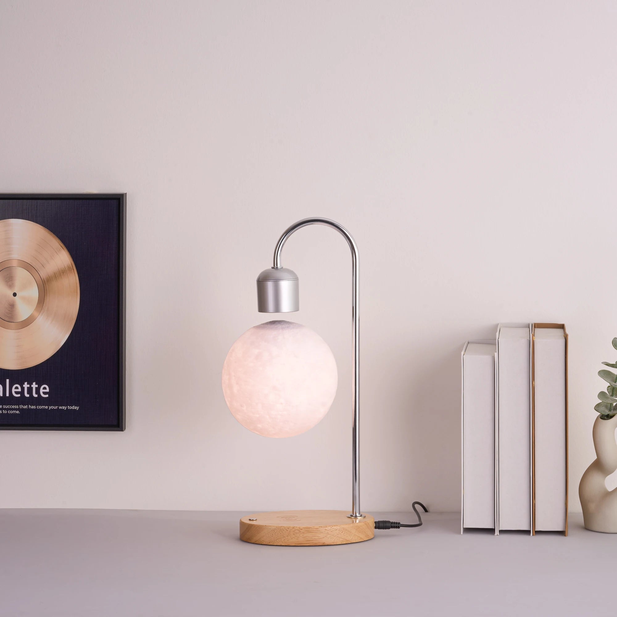 Magnetic Levitating Moon Lamp 🌙🧲✨ | Floating LED Night Light (Black Base)
