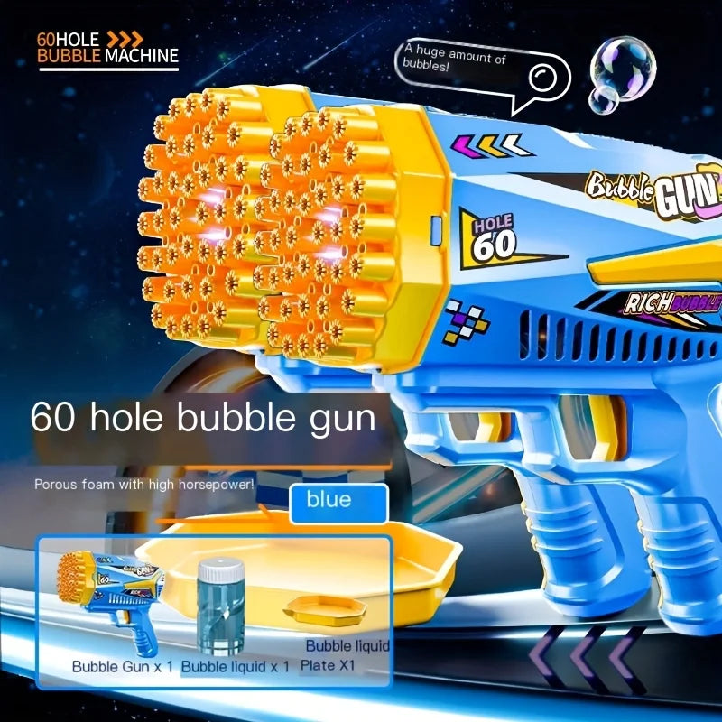 60-Hole Bubble Blaster 🫧🚀✨ | Super High-Power Bubble Gun (Blue/Purple)