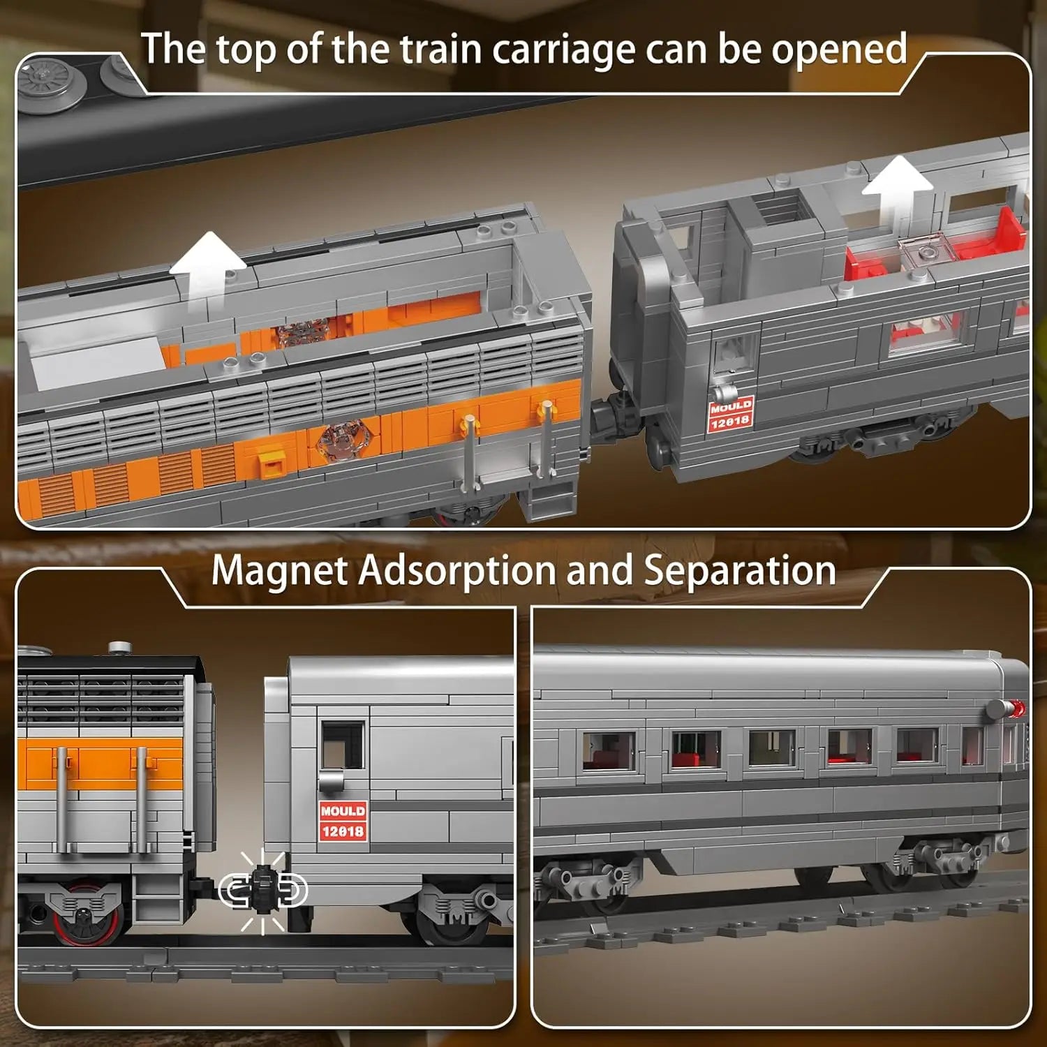 🚆✨ Electric Buildable Train Set – 1541 Pieces, LED Lights, Remote Control, Magnetic Cars