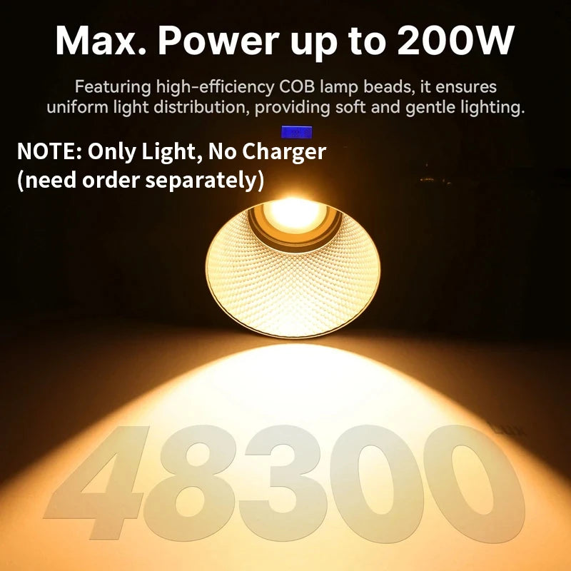 VL200BI 200W COB Video Light 🎥✨ | Bi-Color 2700K–6500K + Wireless Control (V-Mount, CRI 95+)