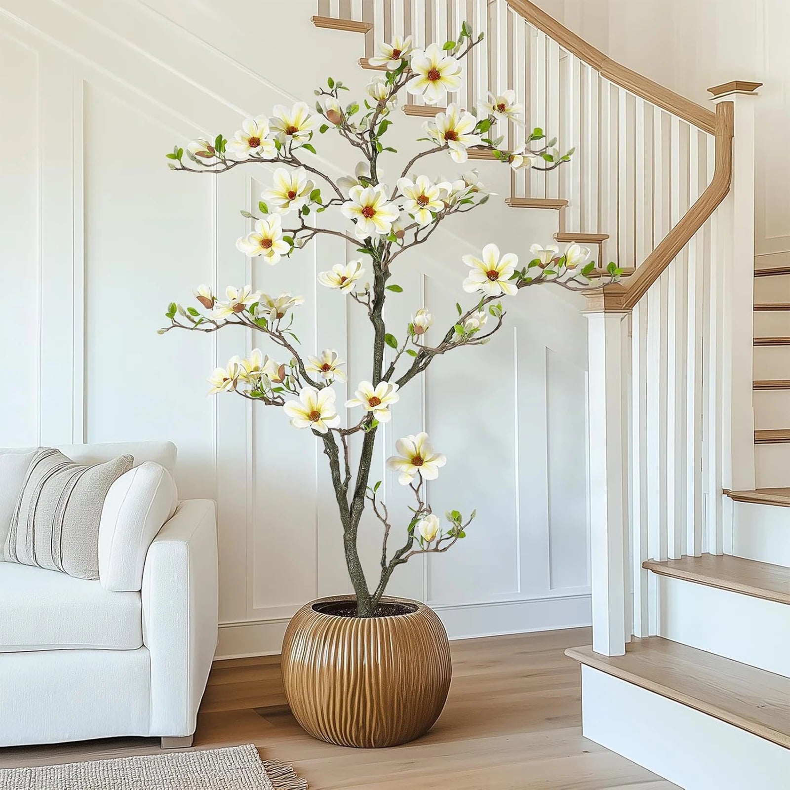 Artificial Magnolia Tree 🌸✨ | Faux Flowering Plant with LED Light (6 Variants)