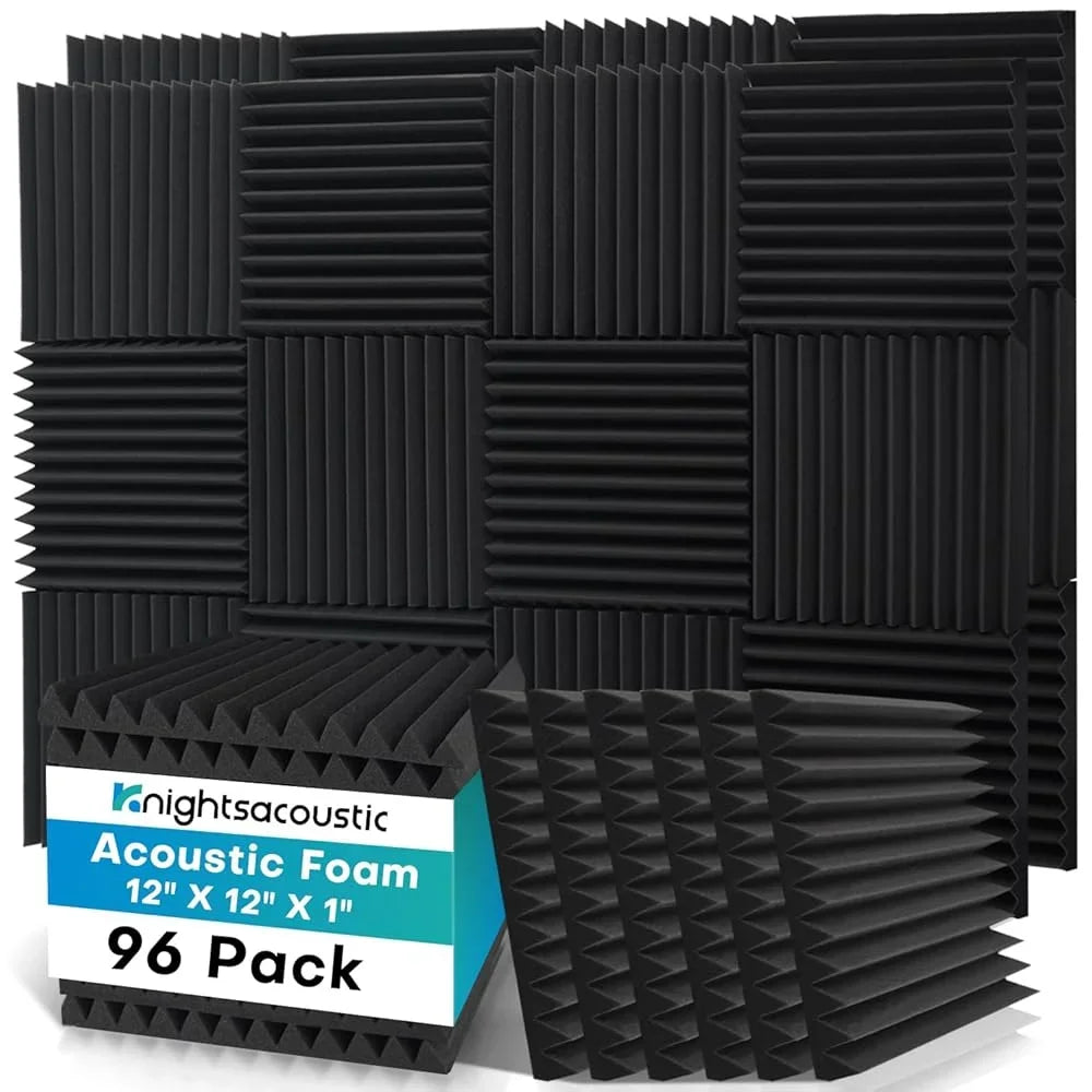 96-Pack Acoustic Foam Panels 🎙️✨ | Sound Absorbing Wall Tiles for Studio & Home Theater
