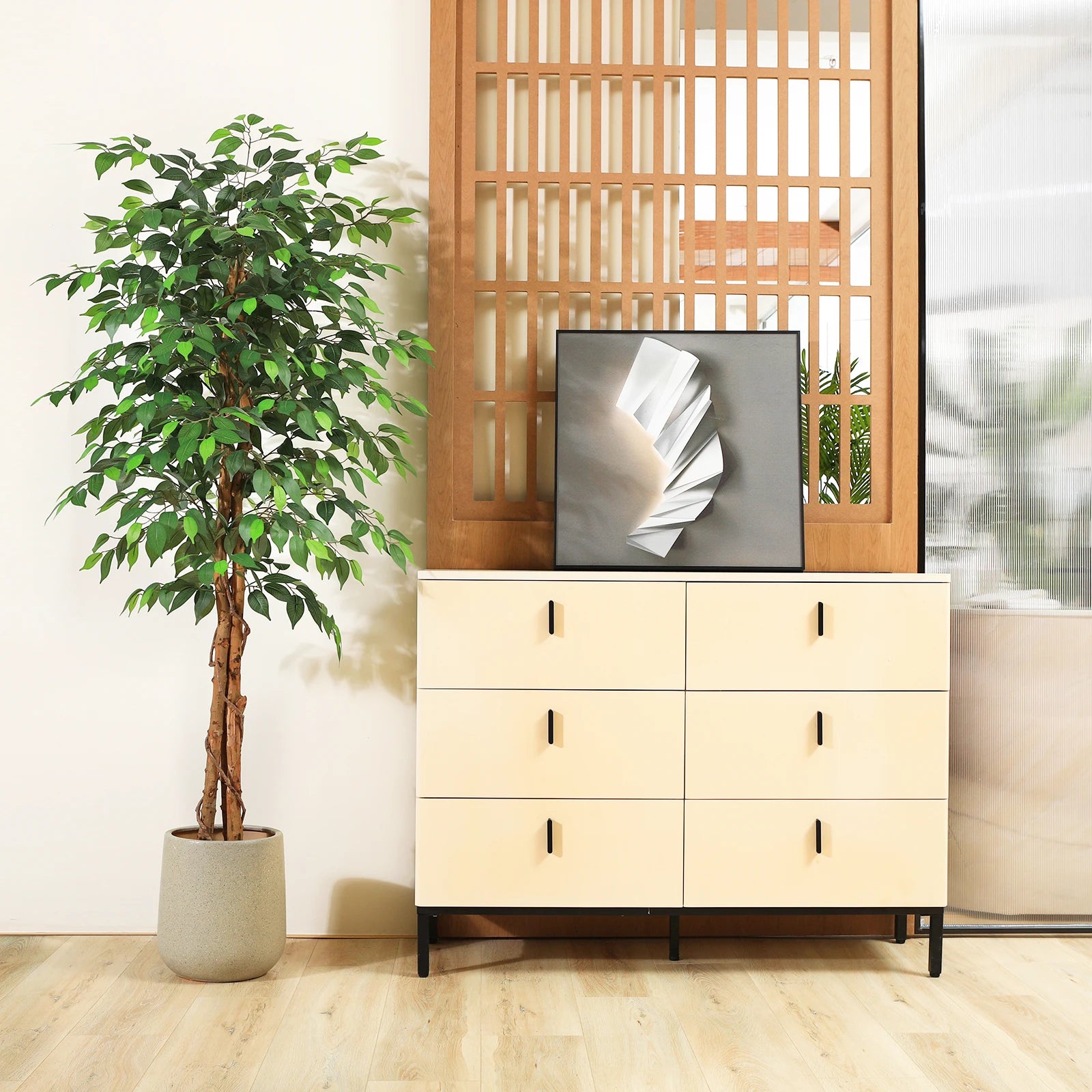 Artificial Ficus Tree w/ Curved Trunk 🌿✨ | Realistic Silk Faux Plant (4–7FT)