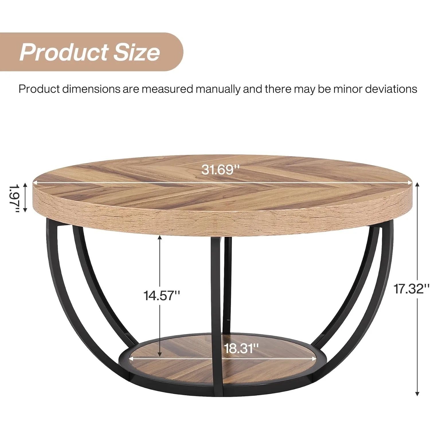 32” Round Coffee Table ✨🟤⚫ | Modern Living Room Centerpiece (4 Colors)