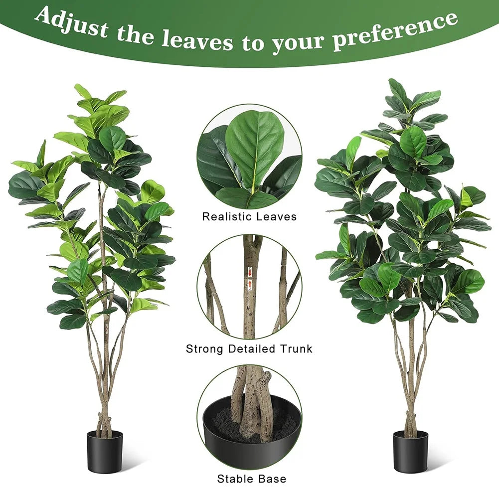 Tall Artificial Fiddle Leaf Fig Tree 🌿✨ | Faux Ficus Lyrata w/ Pot (4–6FT)