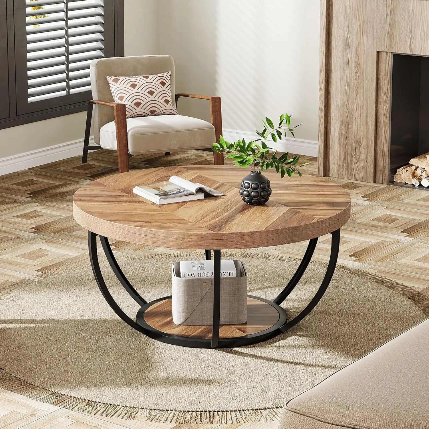 32” Round Coffee Table ✨🟤⚫ | Modern Living Room Centerpiece (4 Colors)