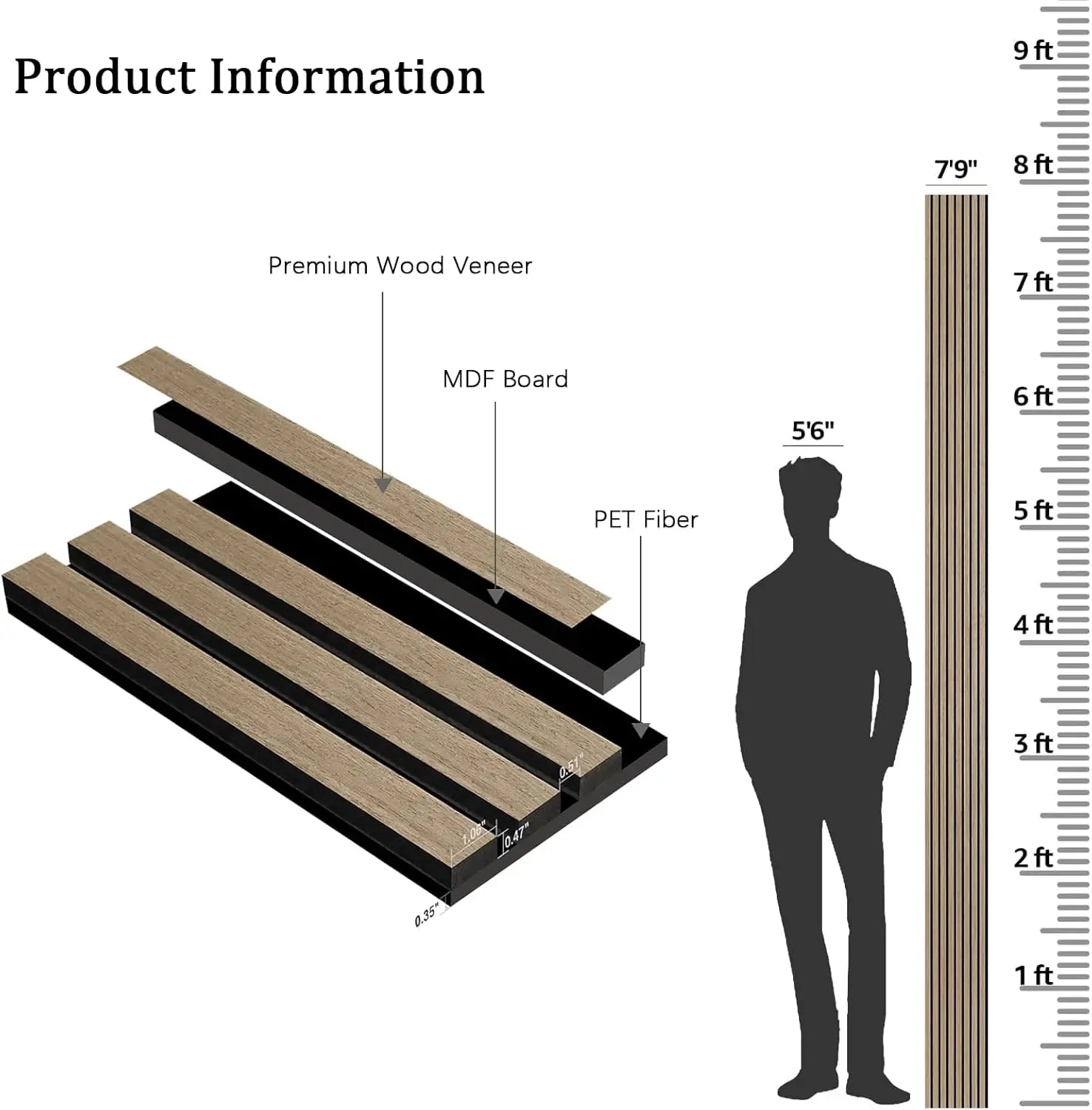 Walnut Wood Slat Acoustic Panel 🎙️🤎✨ | 3D Fluted Sound-Absorbing Wall Decor (94.5”×12.6”)