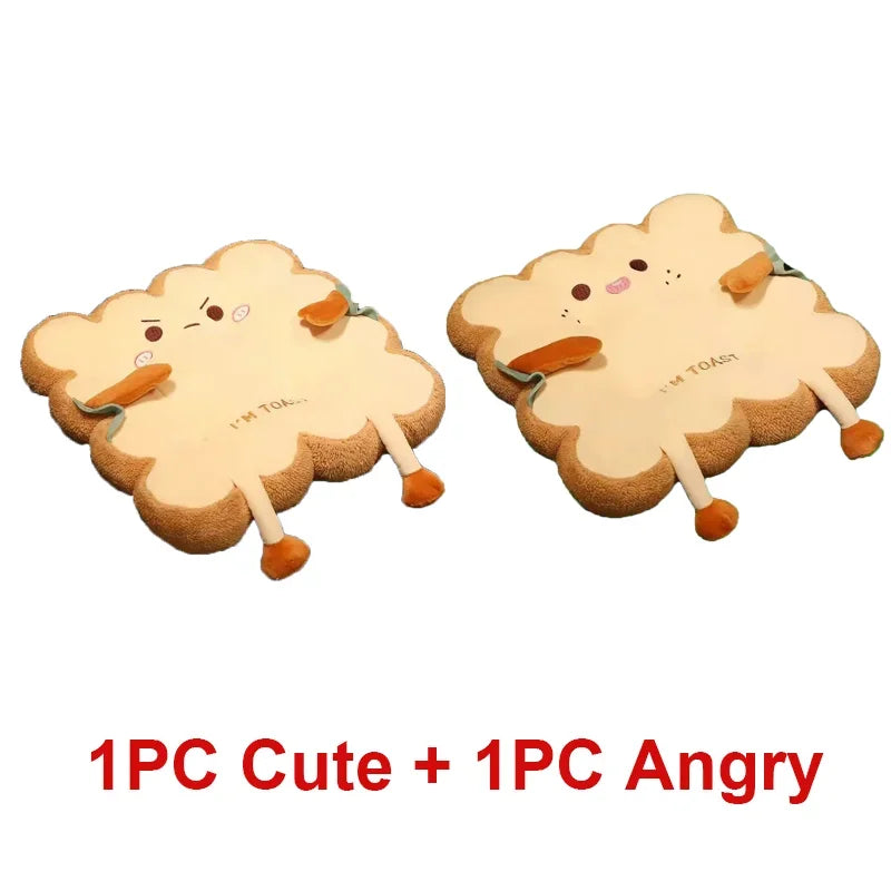 Cute Toast Seat Cushions 🍞😍 | Chair Pad Set (Happy / Angry Faces)