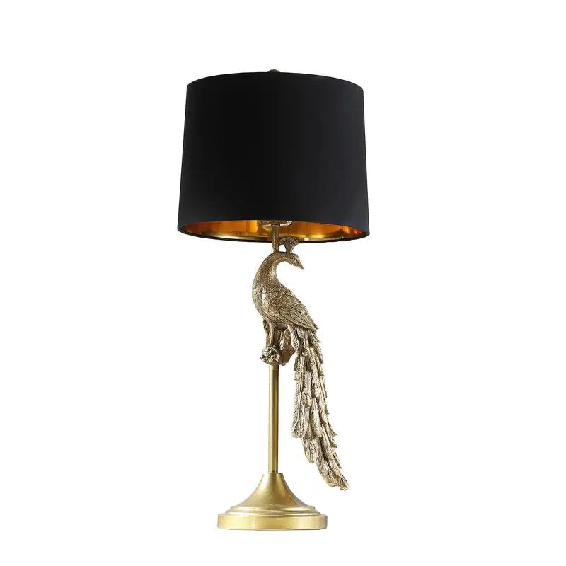 Golden Peacock Table Lamp 🦚✨ | Elegant Polyresin Pedestal Design