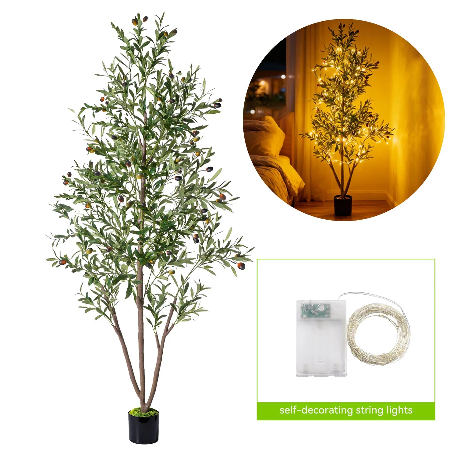 7FT Artificial Olive Tree 🌿🫒 | Anti-Tip Stable Faux Plant