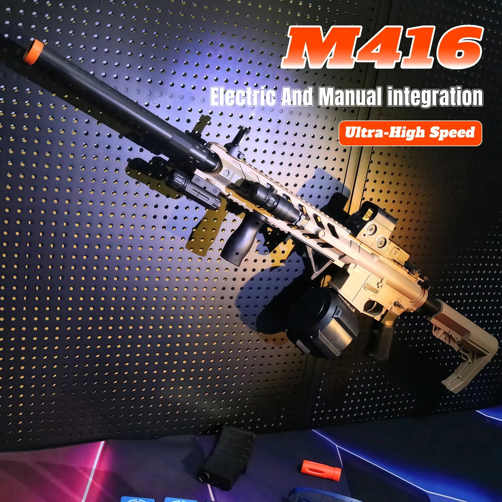 M416 Electric Gel Ball Blaster Toy Gun💦  [7.4v High Speed] | Auto + Manual Modes, Large Magazine