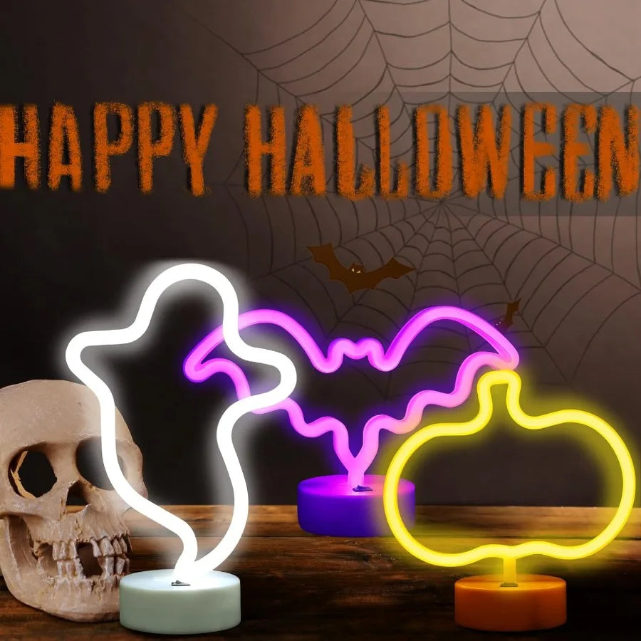 Halloween Neon Signs Set 🎃👻🦇 | 3PCS Bat + Pumpkin + Ghost (LED)