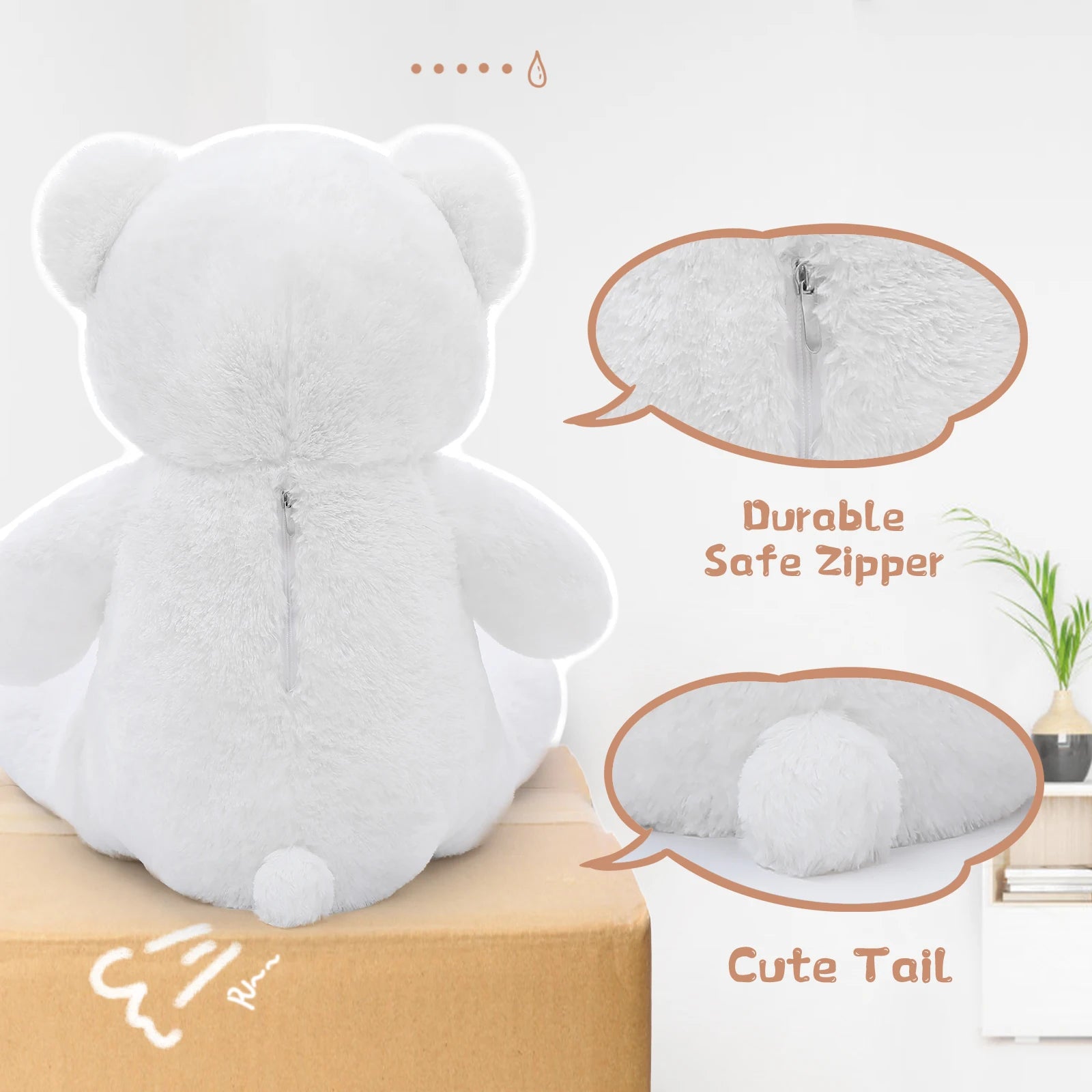 🧸🤍 White Teddy Bear Plush – 90 cm Soft & Cuddly Stuffed Toy