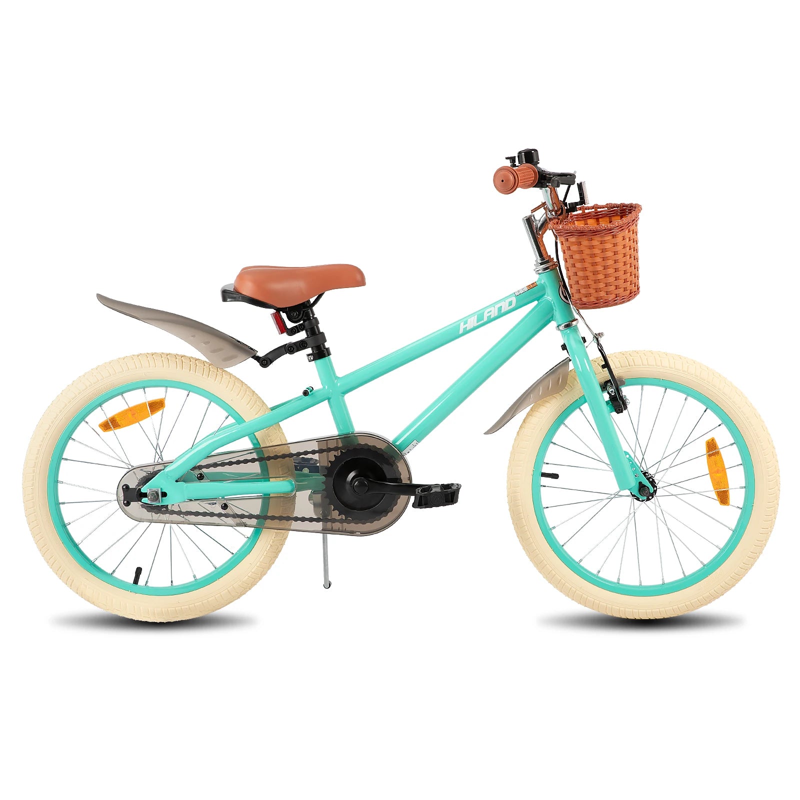 🚲💖 Girls Bike with Training Wheels – Front Basket + Brown Seat (14” / 16” / 18”)
