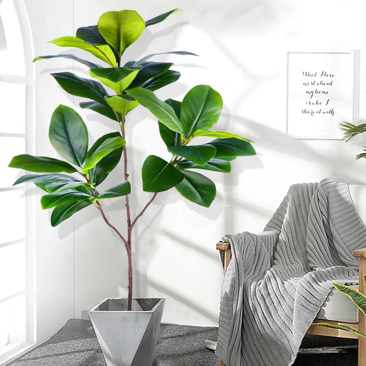 Artificial Fiddle Leaf Fig Plant 🌿✨ | 120cm Faux Ficus for Balcony/Garden