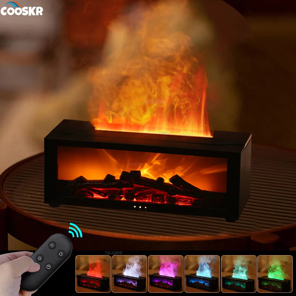 Flame Effect Aroma Diffuser 🔥💧 | LED Humidifier w/ Cozy “Fire” Mist