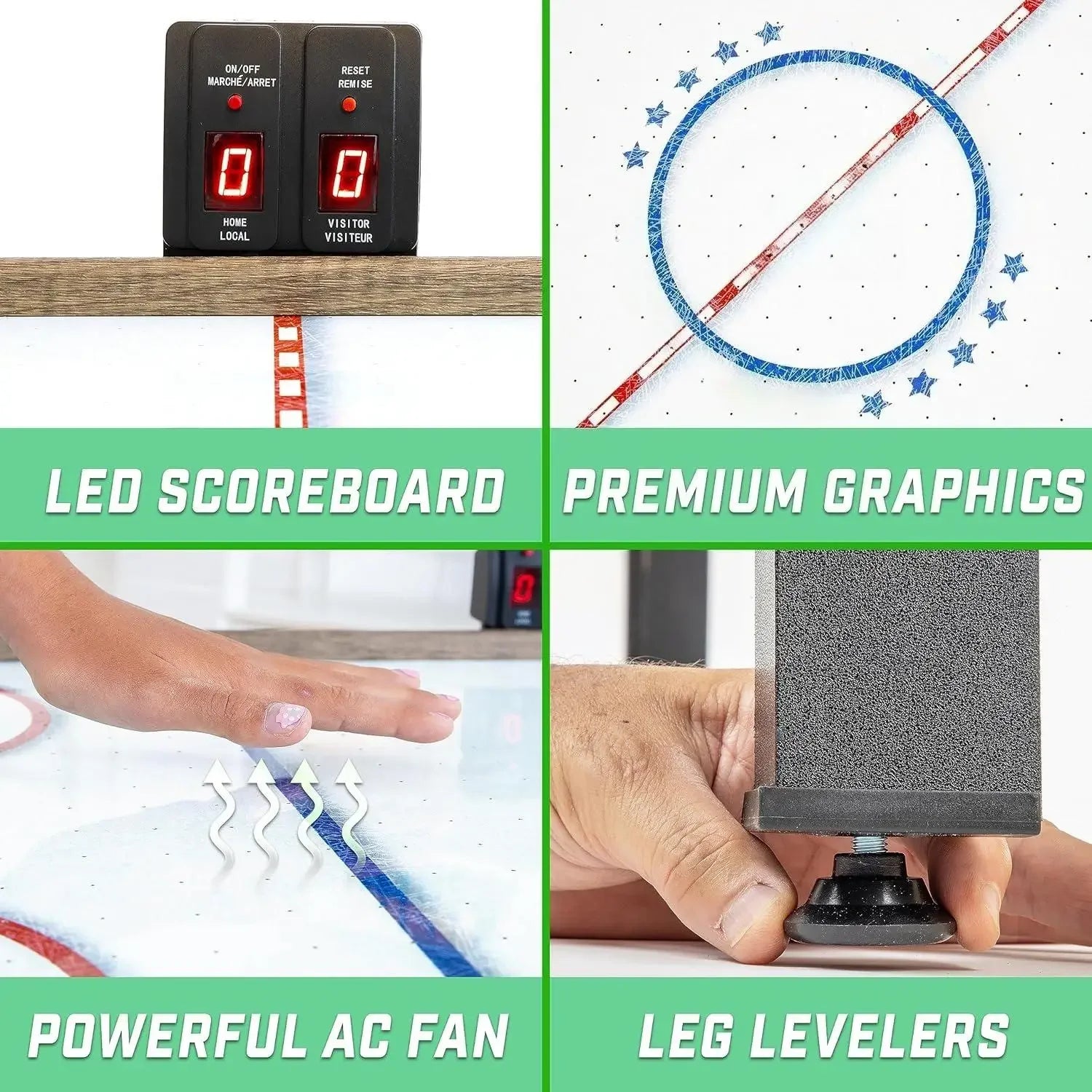 48” Air Hockey Table 🏒✨ | Arcade Game for Kids (Oak or Black) w/ LED Scoreboard