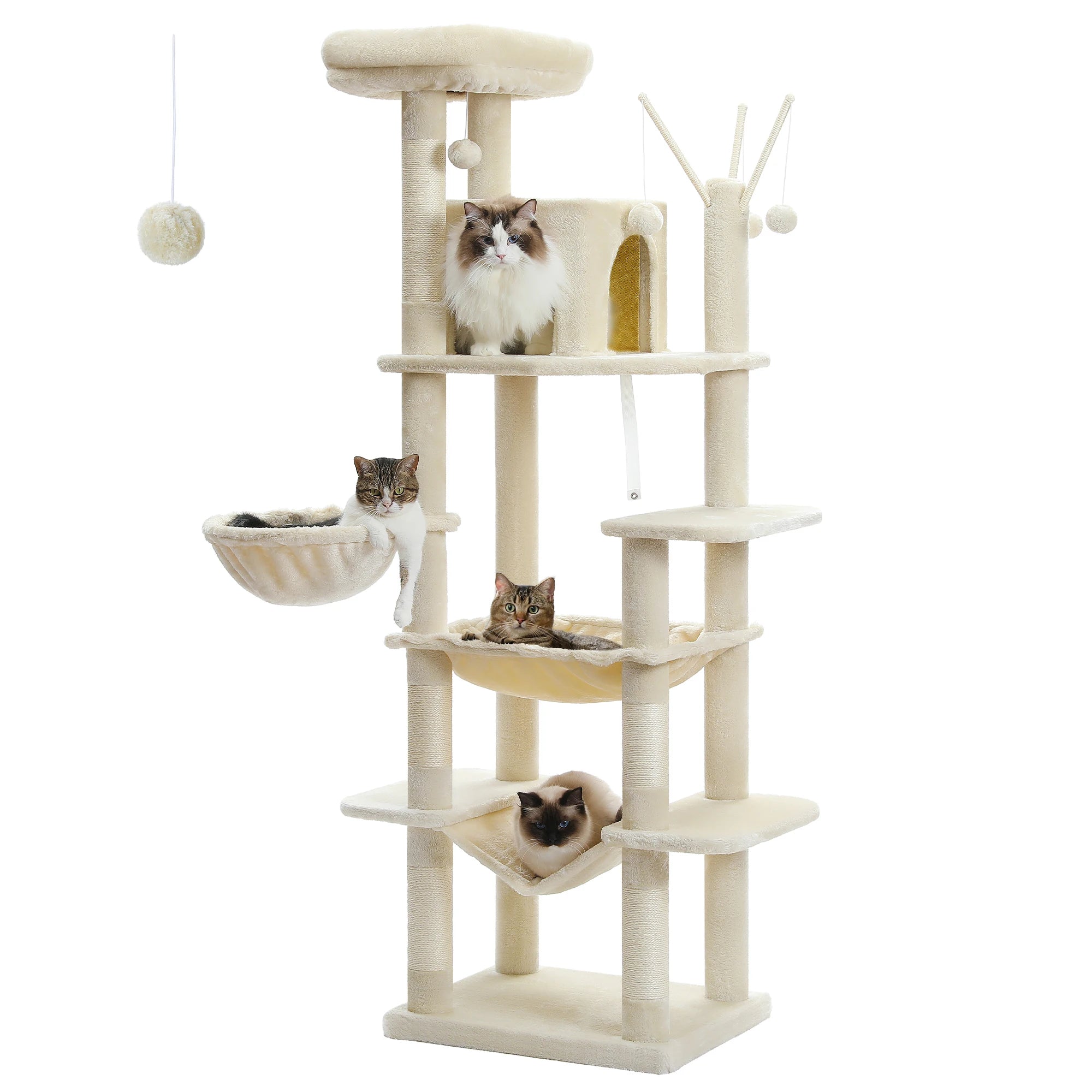 175cm Large Cat Tree Tower 🐱✨ | Multiple Cubbies + Hanging Toys (9 Color Options)