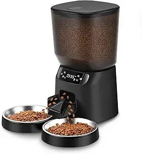 5L Double Automatic Cat Feeder 🐱🐱🍽️ | 2 Stainless Bowls + Timer (Up to 20 Cups)