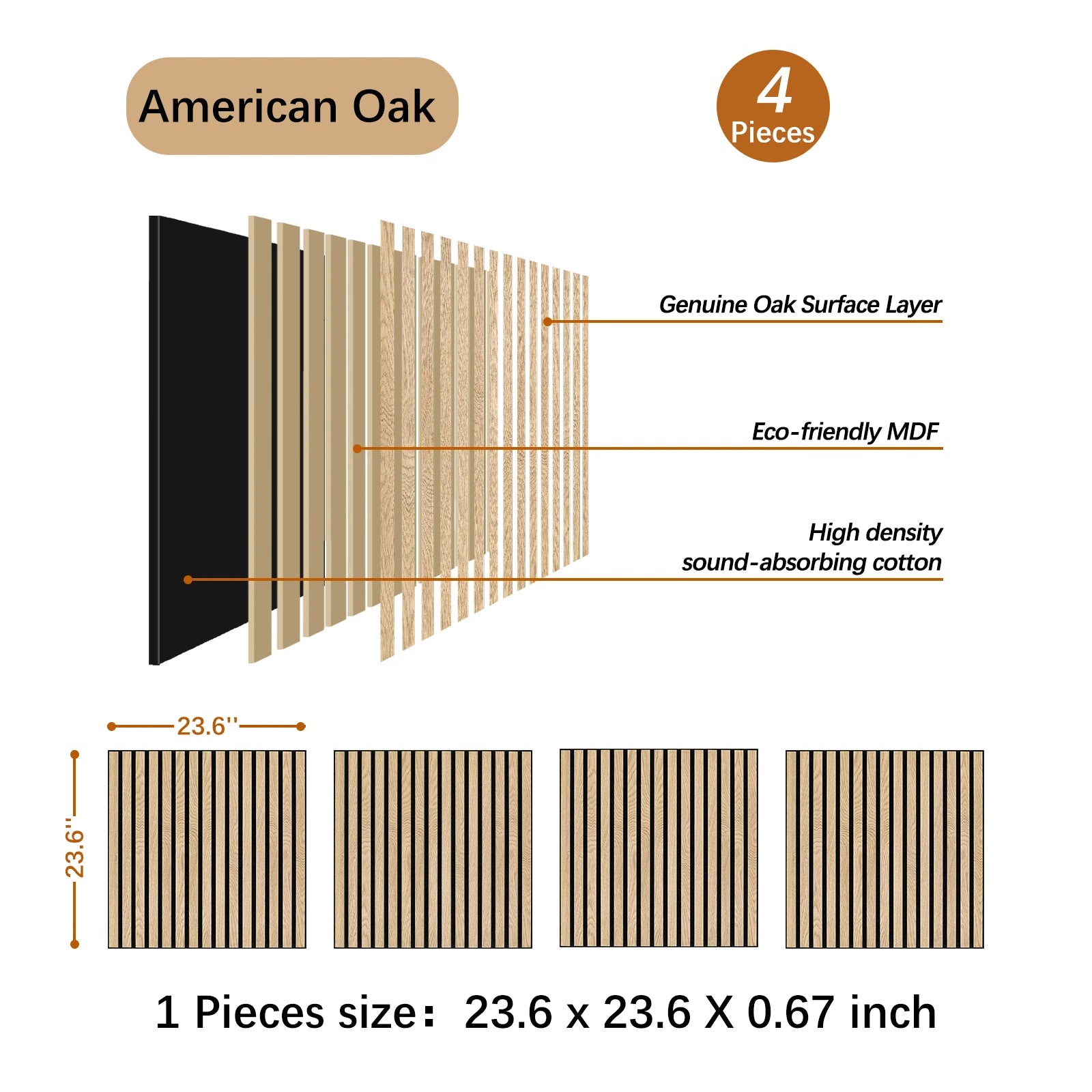 Wood Slat Acoustic Wall Panels (4-Pack) 🎙️🪵 | Natural Veneer Sound Panels (Oak/Walnut)