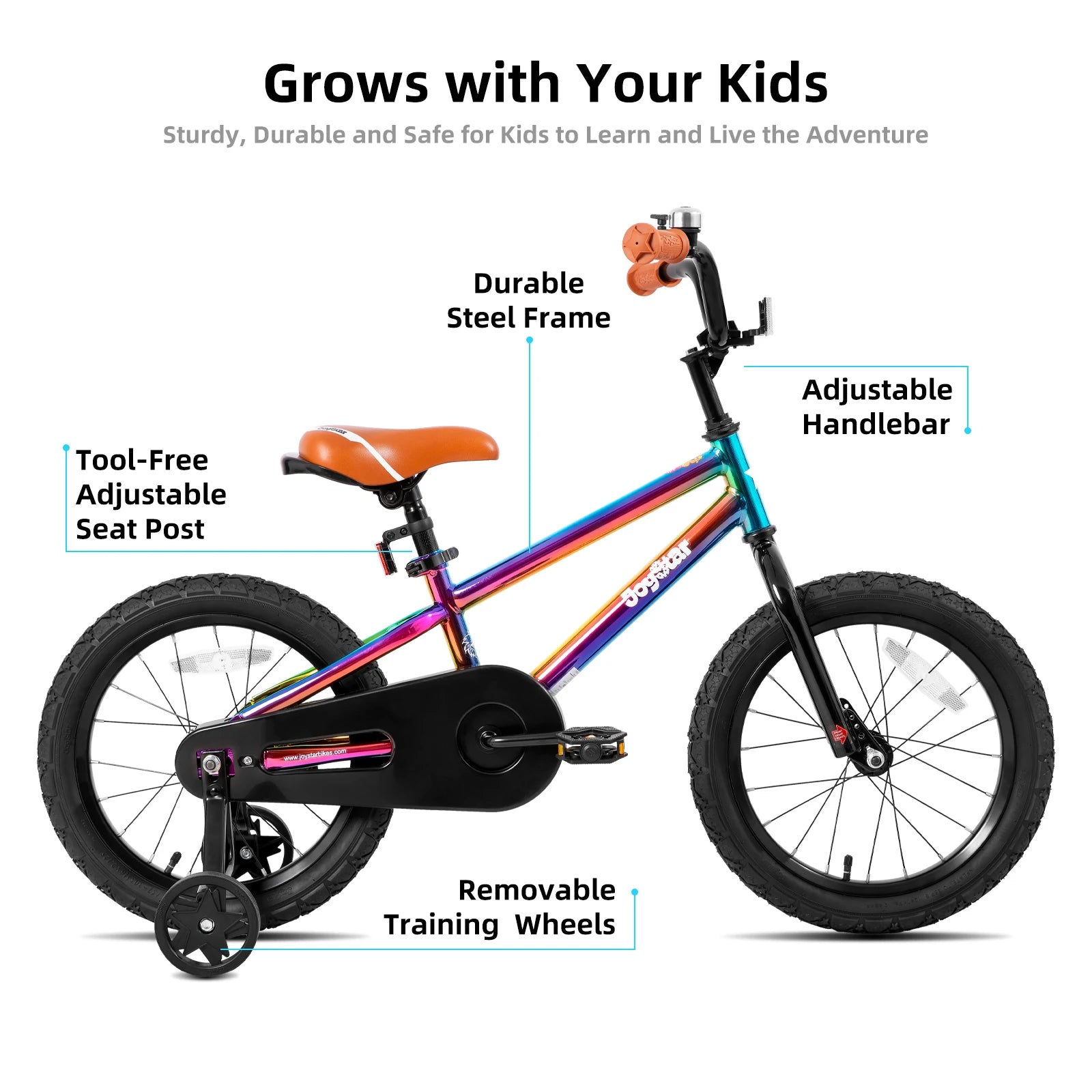 🚲✨ Kids Bike with Training Wheels – Bell + Front/Rear Lights (12”–20”) | On Sale
