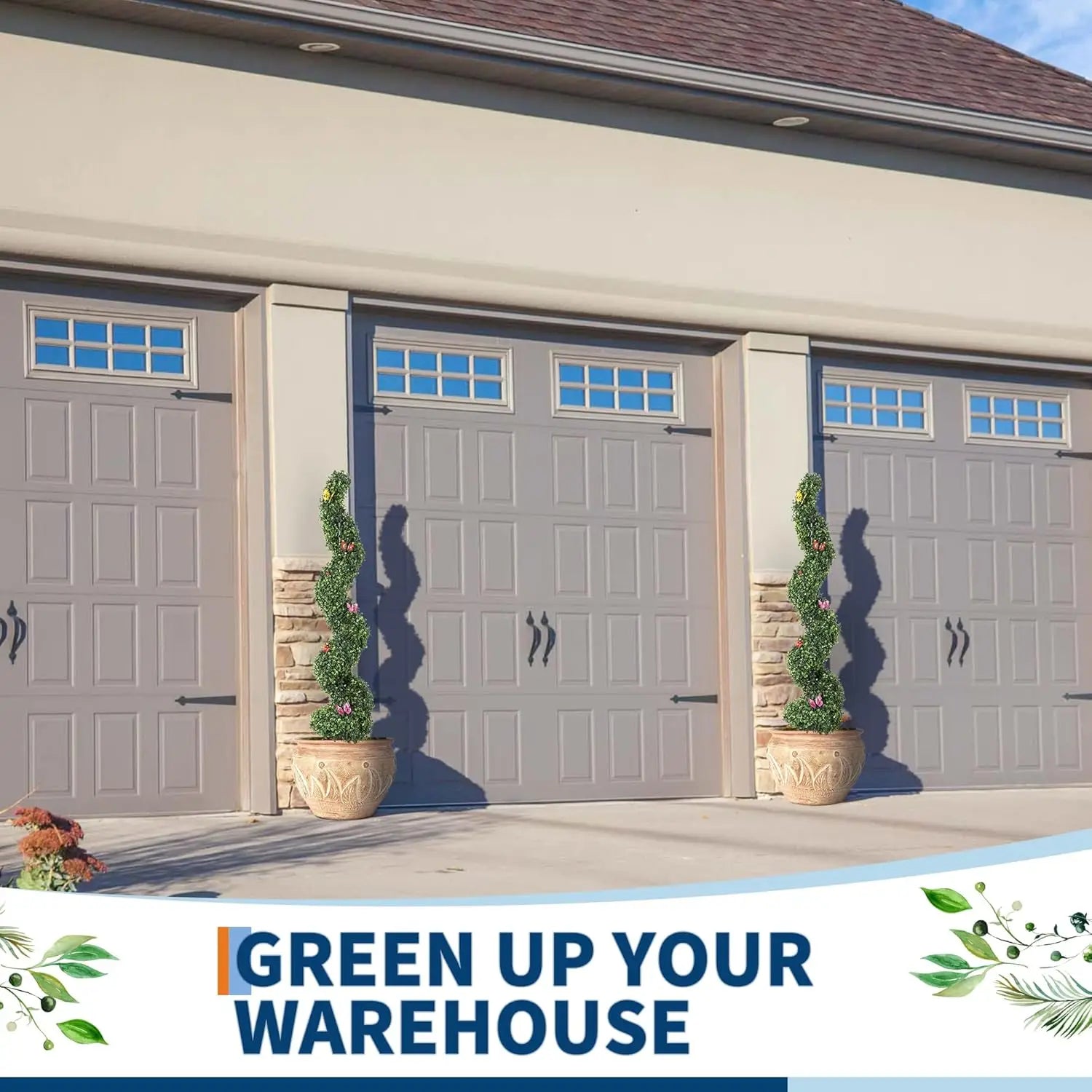 Artificial Spiral Topiary Tree 🌿🌀 | Faux Plant w/ Butterfly (Indoor/Outdoor)