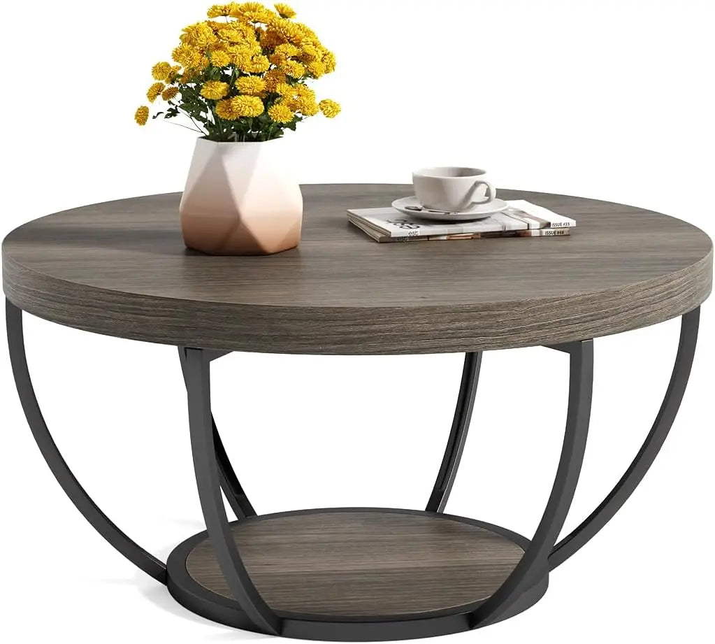 32” Round Coffee Table ✨🟤⚫ | Modern Living Room Centerpiece (4 Colors)