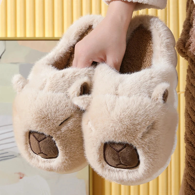 🦫✨ Cute Beaver Slippers – Soft & Cozy Unisex Home Slippers (Brown / Khaki)