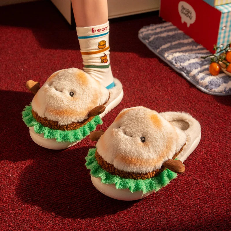 🍔🍟😆 Funny Food Slippers – Bao/Baosi, Fries Bag & Snack Faces (Unisex Indoor Slippers)