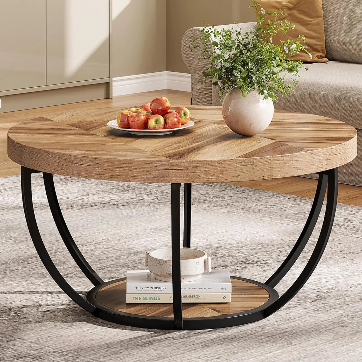 32” Round Coffee Table ✨🟤⚫ | Modern Living Room Centerpiece (4 Colors)