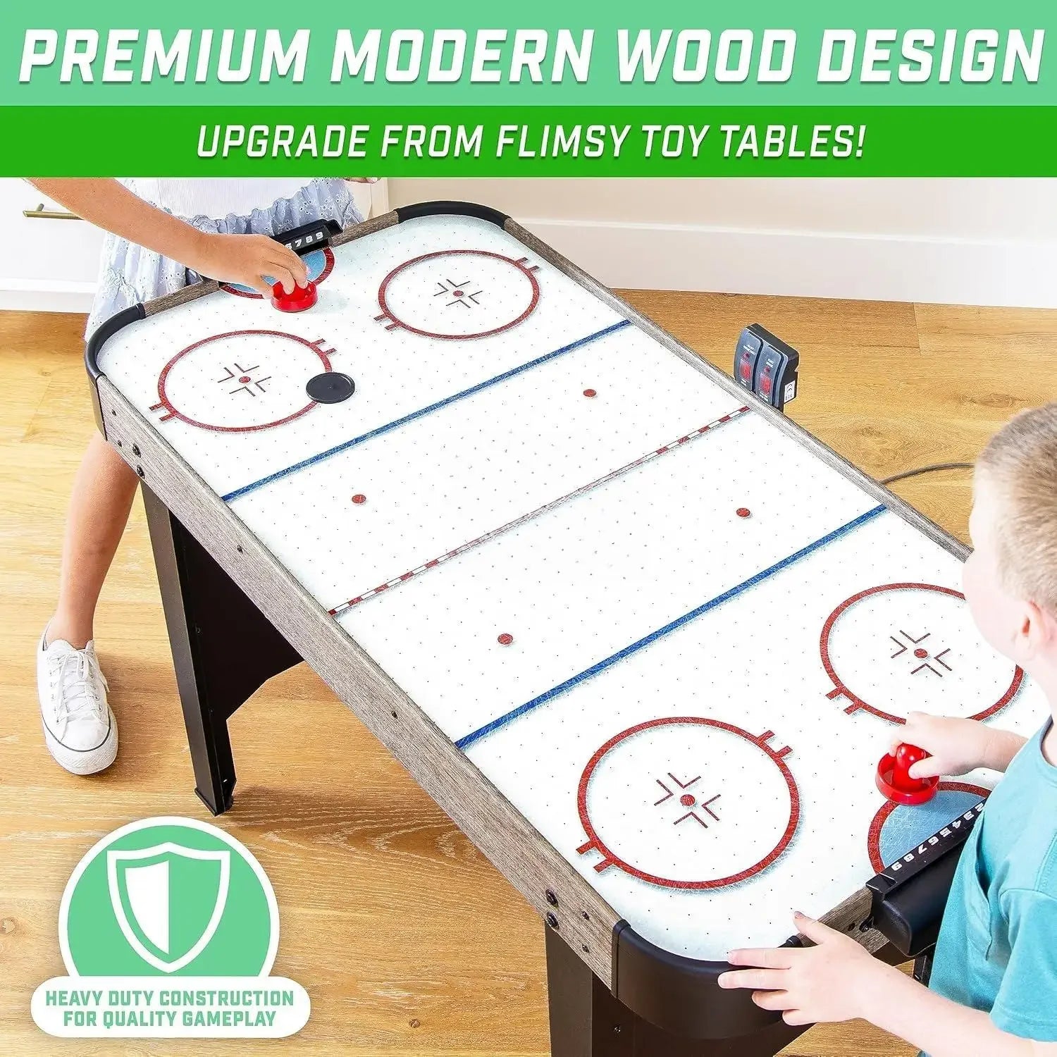 48” Air Hockey Table 🏒✨ | Arcade Game for Kids (Oak or Black) w/ LED Scoreboard
