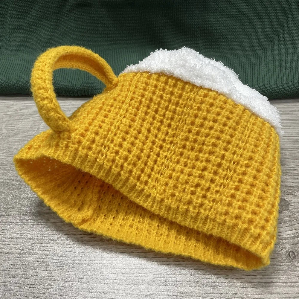 🍺🧢 3D Beer Mug Beanie Hat – Funny Knitted Unisex Winter Cap (Autumn/Winter)