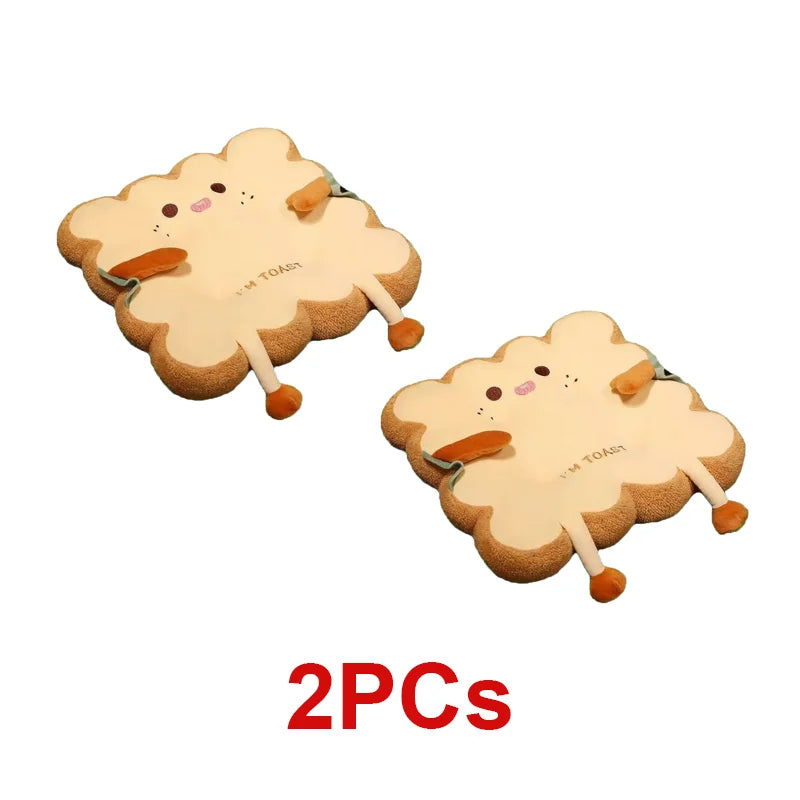 Cute Toast Seat Cushions 🍞😍 | Chair Pad Set (Happy / Angry Faces)