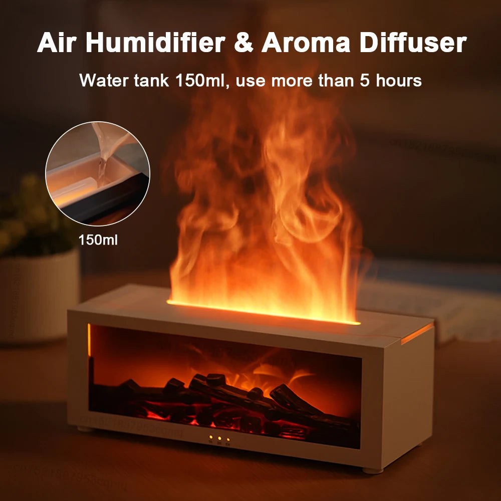 Flame Effect Aroma Diffuser 🔥💧 | LED Humidifier w/ Cozy “Fire” Mist
