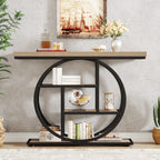Modern 2-Ring Console Table ✨⭕ | 2-Tier Shelves + Wood Top (5 Colors)