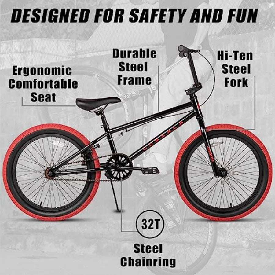 🚴‍♂️🔥 Freestyle BMX Bike – Red & Black (18”–20”) | Perfect for Tricks & Jumps